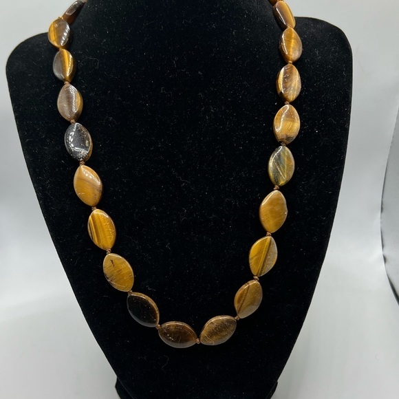 TIGER Eye Oval Brown Stone‎ Necklace - Picture 2 of 11